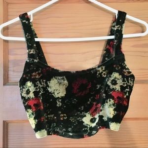 Velvet floral crop top